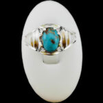 انگشتر فیروزه نیشابوری دست ساز نقره مردانه طرح بابوک - Image 2