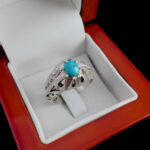 انگشتر فیروزه نیشابوری دست ساز نقره مردانه طرح بویان - Image 2