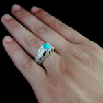 انگشتر فیروزه نیشابوری دست ساز نقره مردانه طرح بویان - Image 3