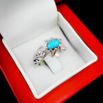 انگشتر فیروزه نیشابوری دست ساز  نقره مردانه طرح لومانا - Image 3