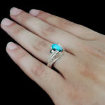 انگشتر فیروزه نیشابوری دست ساز  نقره مردانه طرح فرهود - Image 2