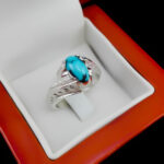 انگشتر فیروزه نیشابوری دست ساز  نقره مردانه طرح فرهود - Image 3