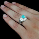 انگشتر فیروزه نیشابوری دست ساز  نقره مردانه طرح نیکداد - Image 2