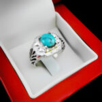 انگشتر فیروزه نیشابوری دست ساز  نقره مردانه طرح نیکداد - Image 3