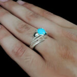 انگشتر فیروزه نیشابوری دست ساز نقره مردانه طرح ویگن - Image 2