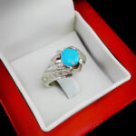 انگشتر فیروزه نیشابوری دست ساز نقره مردانه طرح ویگن - Image 3