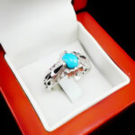 انگشتر فیروزه نیشابوری دست ساز نقره مردانه طرح وامق - Image 3