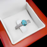 انگشتر فیروزه نیشابوری نقره زنانه طرح گلاب - Image 2