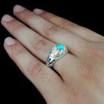 انگشتر فیروزه نیشابوری دست ساز نقره مردانه طرح هیربد - Image 3