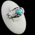 انگشتر فیروزه نیشابوری دست ساز نقره مردانه طرح هیربد