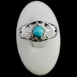 انگشتر فیروزه نیشابوری دست ساز نقره مردانه طرح هیربد - Image 4