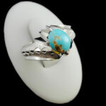 انگشتر فیروزه نیشابوری دست ساز نقره مردانه طرح هورمند