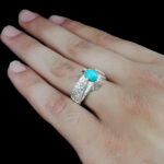 انگشتر فیروزه نیشابوری دست ساز نقره مردانه طرح هورداد - Image 2