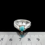 انگشتر فیروزه نیشابوری دست ساز نقره مردانه طرح هورداد - Image 5