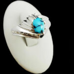 انگشتر فیروزه نیشابوری دست ساز نقره مردانه طرح هرمزد