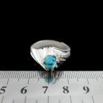 انگشتر فیروزه نیشابوری دست ساز نقره مردانه طرح هرمزد - Image 5