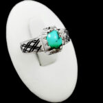 انگشتر فیروزه نیشابوری دست ساز نقره مردانه طرح هوما