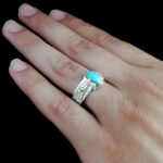 انگشتر فیروزه نیشابوری دست ساز نقره مردانه طرح هجیر - Image 3