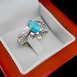 انگشتر فیروزه نیشابوری دست ساز نقره مردانه طرح هجیر - Image 4