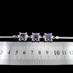 دستبند آمیتیست الماس تراش نقره زنانه طرح گلاسین - Image 2