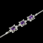 دستبند آمیتیست الماس تراش نقره زنانه طرح گلاسین