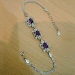 دستبند آمیتیست الماس تراش نقره زنانه طرح گلاسین - Image 3