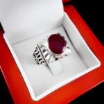 انگشتر عقیق یمنی سرخ نقره مردانه دست ساز طرح شکور - Image 5