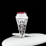 انگشتر عقیق یمنی سرخ نقره مردانه دست ساز طرح شکور - Image 2