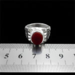 انگشتر عقیق یمنی سرخ نقره مردانه دست ساز طرح شکور - Image 3