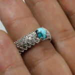 انگشتر فیروزه نیشابوری نقره زنانه طرح فرح - Image 2