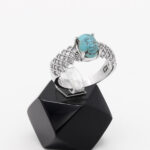 انگشتر فیروزه نیشابوری نقره زنانه طرح فرح - Image 4