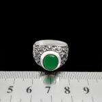 انگشتر عقیق سبز نقره مردانه طرح سدره المنتهی - Image 3