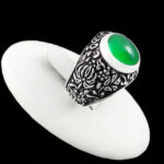 انگشتر عقیق سبز نقره مردانه طرح سدره المنتهی - Image 4