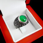 انگشتر عقیق سبز نقره مردانه طرح سدره المنتهی - Image 2