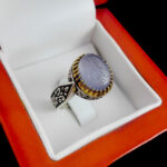 انگشتر عقیق کبود یمنی نقره مردانه طرح فرشاد + حکاکی «لا اله الا الله الملک الحق المبین» - Image 4