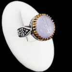 انگشتر عقیق کبود یمنی نقره مردانه طرح فرشاد + حکاکی «لا اله الا الله الملک الحق المبین»