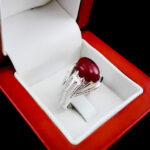 انگشتر عقیق یمنی سرخ نقره مردانه دست ساز طرح آراه - Image 2