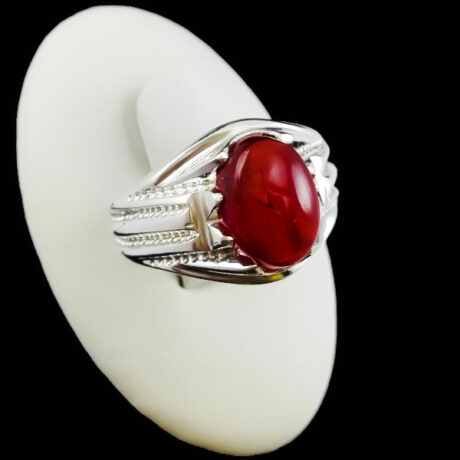 انگشتر عقیق یمنی سرخ نقره مردانه دست ساز طرح آراه