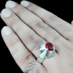 انگشتر عقیق یمنی سرخ نقره مردانه دست ساز طرح جامین - Image 2