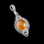 گردنبند عقیق سرخ یمنی نقره زنانه طرح دینا