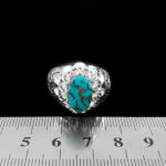 انگشتر فیروزه نیشابوری دست ساز فاخر نقره مردانه طرح یا امیرالمومنین (ع) با تزئین برلیان - Image 2