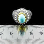 انگشتر فیروزه نیشابوری نقره دست ساز فاخر مردانه طرح دور طلایی مهرشاد - Image 4