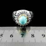 انگشتر فیروزه نیشابوری نقره دست ساز فاخر مردانه طرح دور طلایی فلاح - Image 2