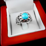 انگشتر فیروزه نیشابوری نقره دست ساز فاخر مردانه طرح رادان - Image 3