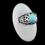 انگشتر فیروزه نیشابوری نقره دست ساز فاخر مردانه طرح رودین