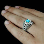 انگشتر فیروزه نیشابوری نقره دست ساز فاخر مردانه طرح رفیع - Image 4