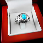 انگشتر فیروزه نیشابوری نقره دست ساز فاخر مردانه طرح رشاد - Image 2