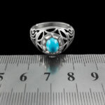 انگشتر فیروزه نیشابوری نقره دست ساز فاخر مردانه طرح رشاد - Image 3