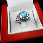 انگشتر فیروزه نیشابوری نقره دست ساز فاخر مردانه طرح رفیع - Image 2