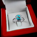 انگشتر فیروزه نیشابوری نقره زنانه طرح رزا - Image 2